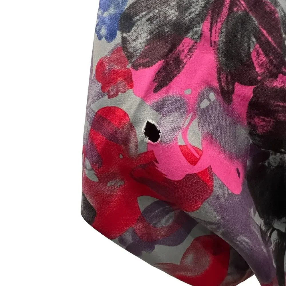 DKNY Girls Dress Floral Print Black Gray Pink Size Medium